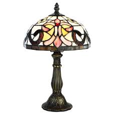 Amber Fleur De Lis Stained Glass Lamp