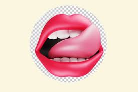 red y lips with tongue 3d icon