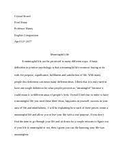 meaningful life essay docx crystal