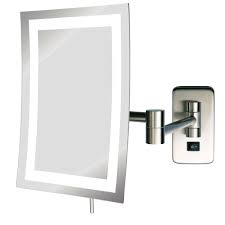See All 6 In X 9 In Frameless Wall Mounted Led Lighted Single 5x Makeup Mirror In Nickel Hlednsa69 The Home Depot