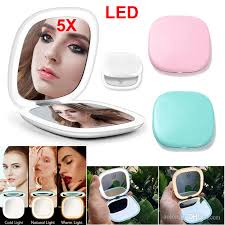 portable led lighted makeup mirror with