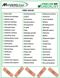 first aid supplies checklist