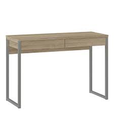 Rectangular desks blended with fine and delicate lines of metal and wood e1 mfc contain no carcinogenic substances metal legs with plastic level adjustable feet's wide range of metal leg models. Oak Desk With 2 Drawers Metal Legs Function Furniture123