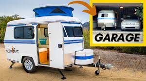 Anyone out there there that owns a larger rv knows that 8 feet just simply isnt enough. Stand Up Camper That Fits In Garage Meerkat Trailer Tour Youtube