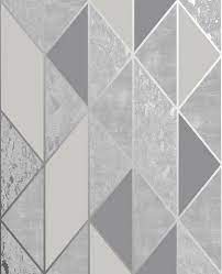Pvc Gray Modern Geometric Wallpaper