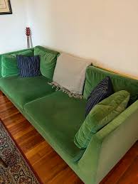 green velvet ikea couch in