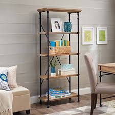 shelf bookcase rustic oak finish