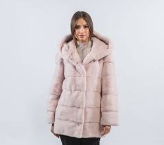 ajh light pink coat with fur hood