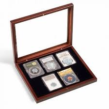 case for 5 ngc pcgs glass lid display