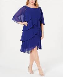 Plus Size Embellished Tiered Capelet Dress