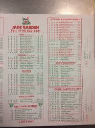menu at jade garden chinese food