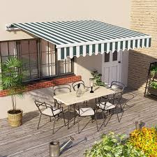 Green White Patio Awning Retractable