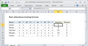 basic attendance tracking formula