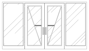 Wooden Interior Glass Doors Detail Dwg File