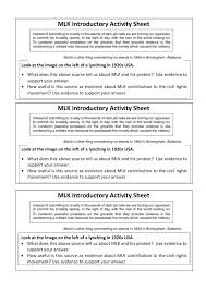 martin luther king gcse introductory activity worksheet 