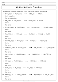 Net Ionic Equation Worksheets Free