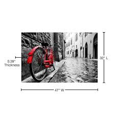 Red Bike Tempered Glass Wall Art