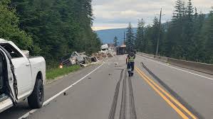 Vehicle crash leads to wildfire at sicamous, tactical evacuation started, broader evacuation alert issued. Watch Tractor Trailer Rolls Over On The Trans Canada Highway Ctv News