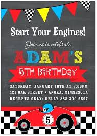 Boy Birthday Invitations Red Race Car Chalkboard Party Free