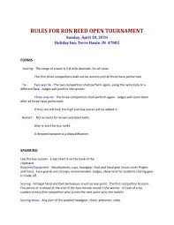 Rules For Ron Reed Open Tournament Kamikaze Karate