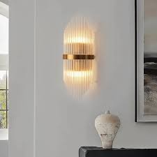 Striaged 2 Light Gold Glass Wall Sconce
