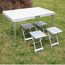 Use this table to mix and match with any chair as it's apart of the mix and match collection. Camping Table Portable Folding Table With4 Chairs Height Adjustable Heavy Duty Outdoor Garden Table Trestle Set For Picnic Party Garden Furniture Sets Aliexpress
