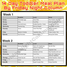 14 Day Toddler Meal Plan By Friday Night Column 01 Friday