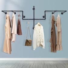 Black Iron Wall Mounted Clothes Rack