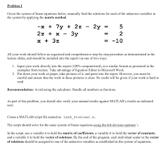 Given The System Of Linear Equations