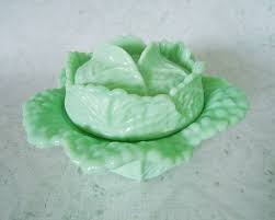 Vintage Green Milk Glass Cabbage Bowl