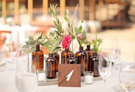 Brown Bottle Vases Wedding Centrepieces