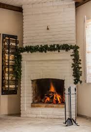 White Brick Fireplace Decorated