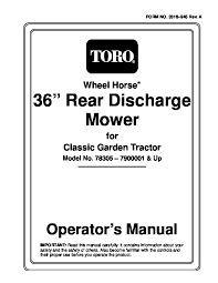 Toro Wheelhorse 36 Inch Rear Discharge Mower Owners Manual
