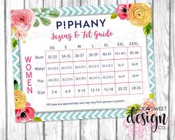 Piphany Sizing Fit Guide Piphany Size Chart Poster