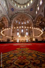 inside istanbul mosque with red carpet