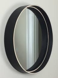 Contemporary Black Round Mirror