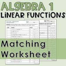 Matching Worksheet Linear Functions