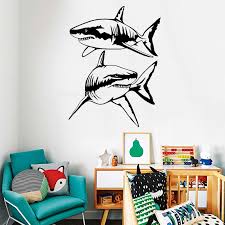 ferocious shark silhouette vinyl wall