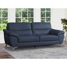 Abbyson Living Clarence Top Grain Leather Sofa Blue