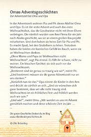 Start by marking 24 adventsgeschichten (geschichten, texte & gedichte zum advent) (german edition) as want to read we'd love your help. Omas Adventsgeschichten Elkes Kindergeschichten