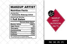 makeup artist nutrition facts label svg