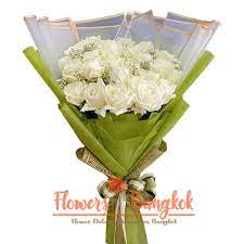 25 white roses flower delivery in bangkok