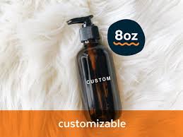 Custom Amber Glass Bottle With Pump 8oz