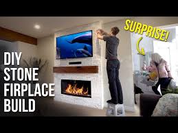 Stone Fireplace Tv Wall Full Build