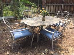 Vintage Granite And Wrought Iron Patio