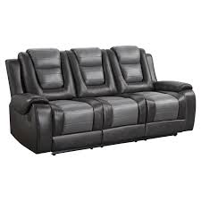 faux leather double reclining sofa
