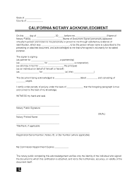 california notary acknowledgment form