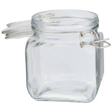 Square Flip Lid Glass Jar 23 Ounce