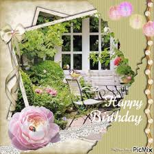 elegant garden happy birthday gif