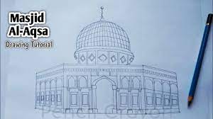 Ingin mengetahui lebih jauh bagaimana kondisi masjid al aqsa dan masjid kubah shakrah ? How To Draw The Masjid Al Aqsa Al Aqsa Mosque Pencil Drawing Easy Ramadan Drawing Pencil Crayon Youtube